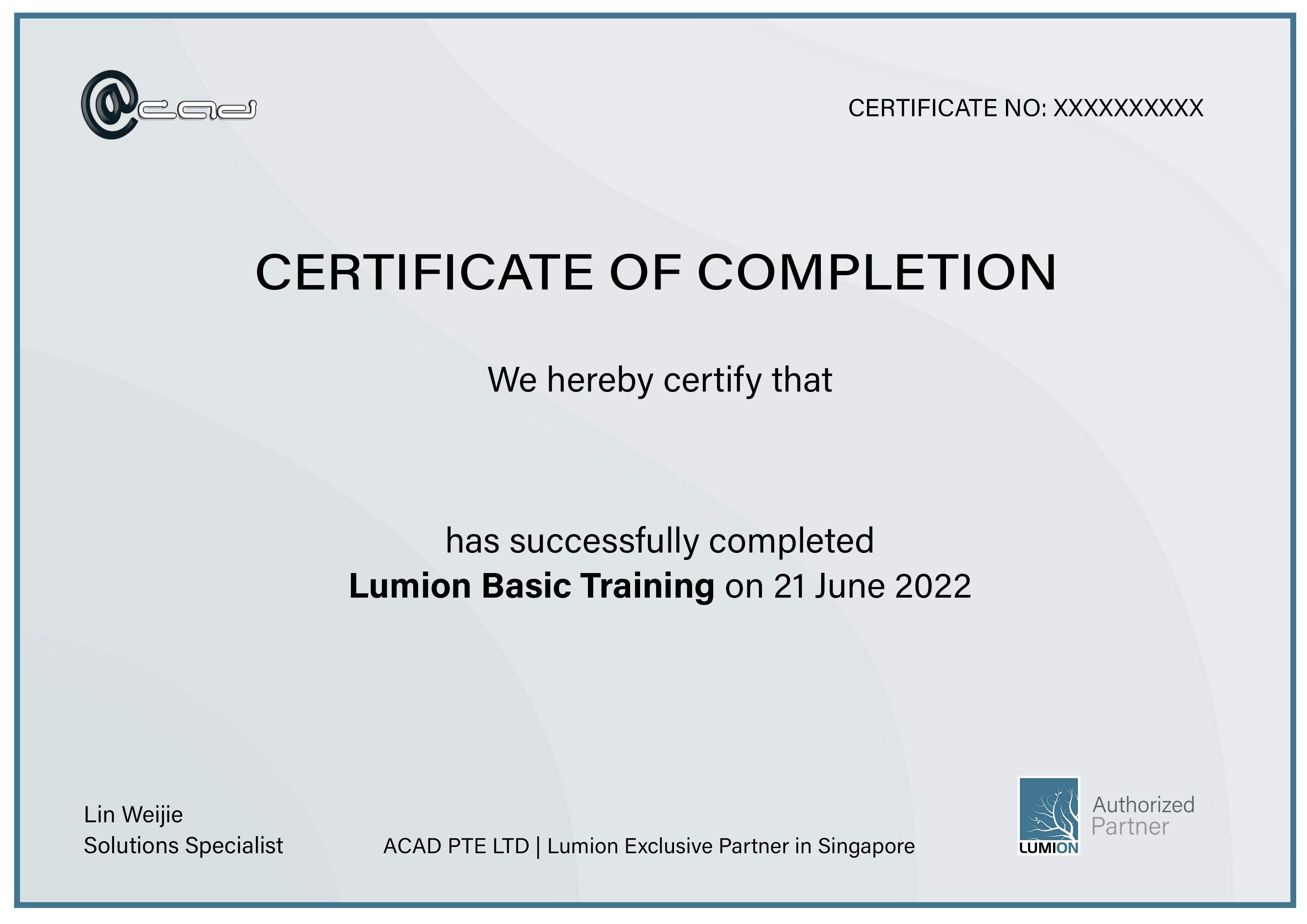 Lumion Certificate
